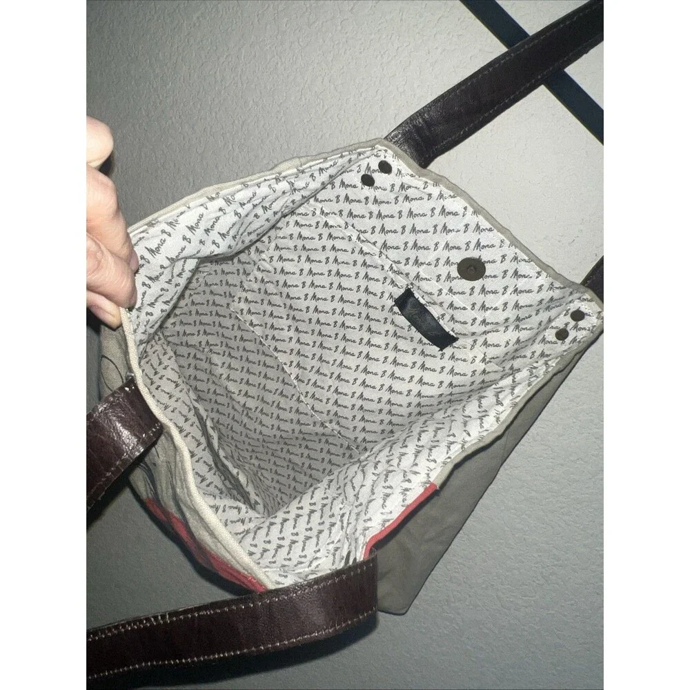Mona B Distressed Shoulder Bag Tropical Leather Straps 16x13 Fun In Sun Beach